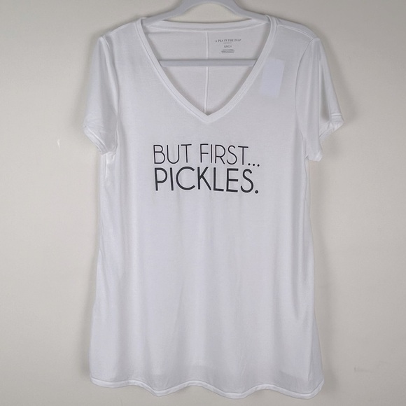A Pea In The Pod | Maternity V Neck But First Pickles Short Sleeve Tee | S - Picture 1 of 7